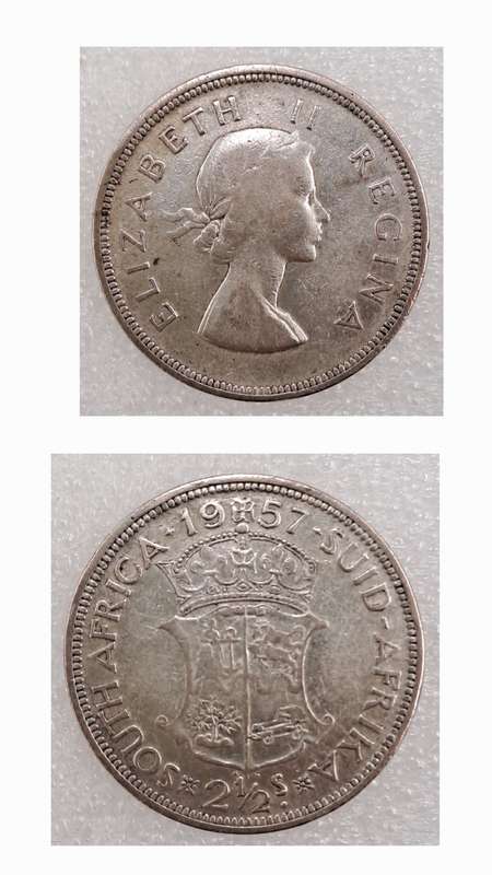 1957 Suid Africa Silver (.500) 2½ Shillings - Elizabeth II