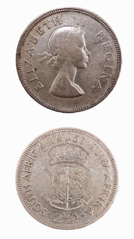 1957 Suid Africa Silver (.500) 2½ Shillings - Elizabeth II