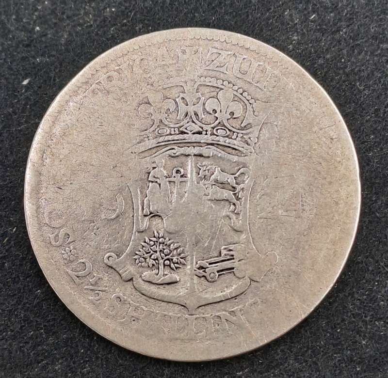 1924 Zuid Africa Silver (.800) 2½ Shillings - George V