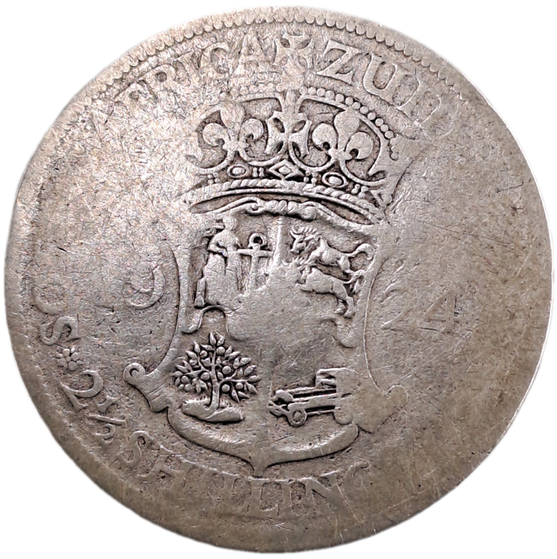 1924 Zuid Africa Silver (.800) 2½ Shillings - George V