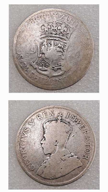 1924 Zuid Africa Silver (.800) 2½ Shillings - George V