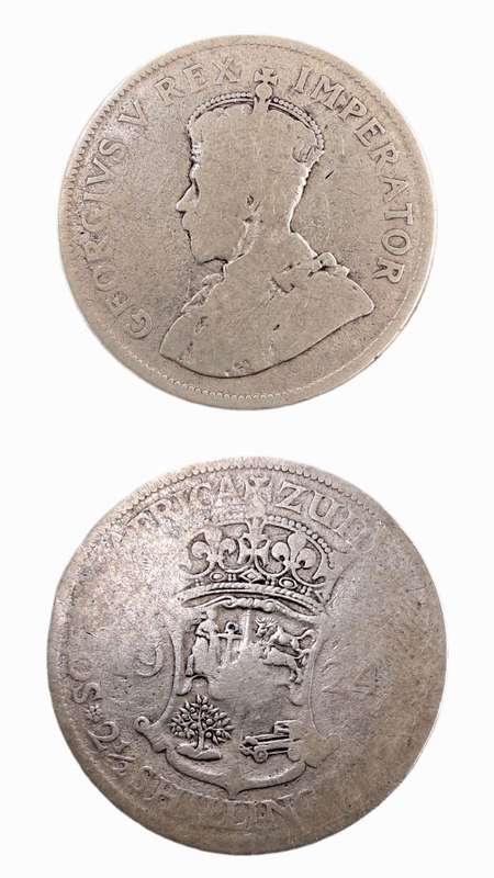 1924 Zuid Africa Silver (.800) 2½ Shillings - George V