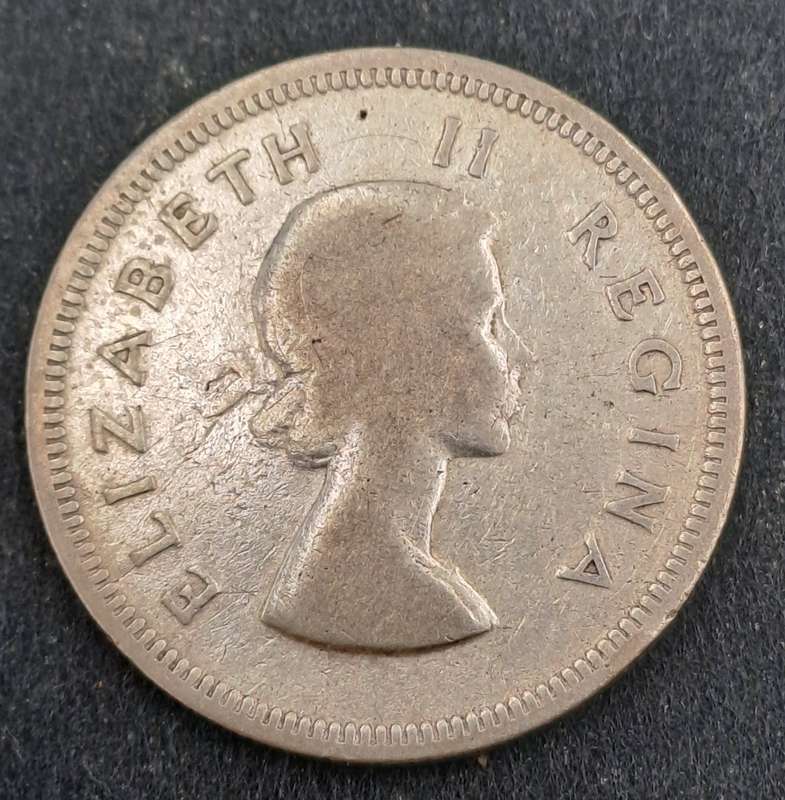 1953 South Africa Silver (.500) 2 Shillings - Elizabeth II 1st portrait