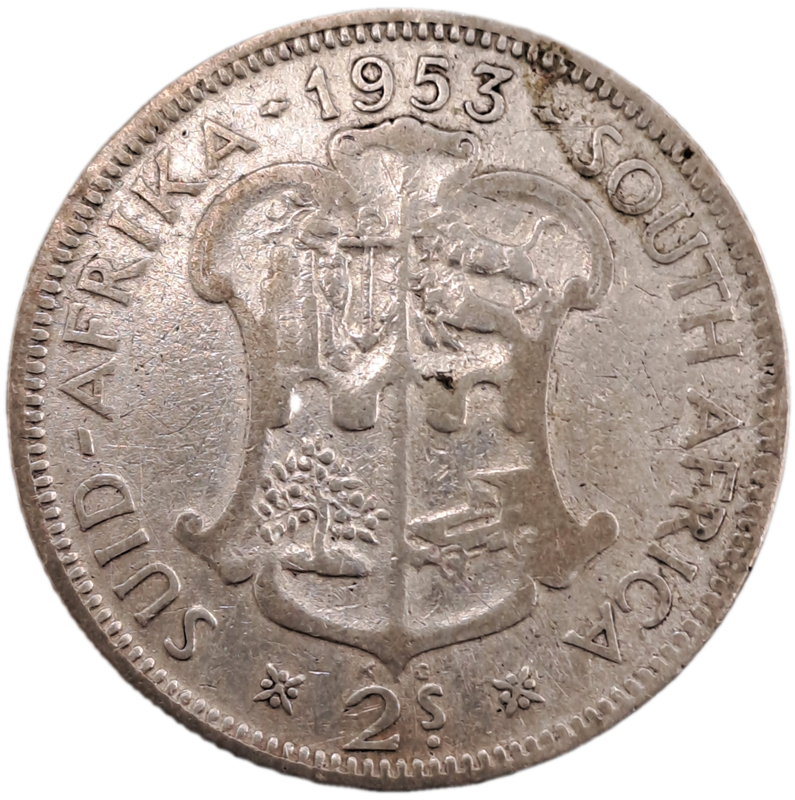 1953 South Africa Silver (.500) 2 Shillings - Elizabeth II 1st portrait