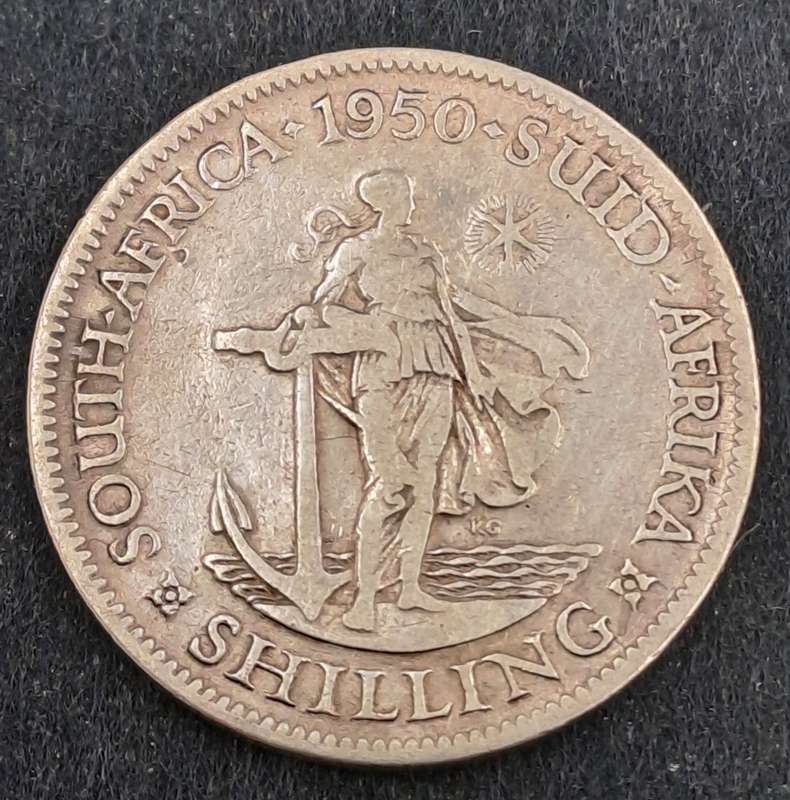1950 South Africa Silver (.800) 1 Shillings - George VI
