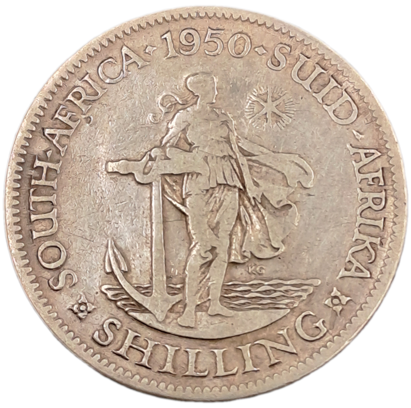 1950 South Africa Silver (.800) 1 Shillings - George VI