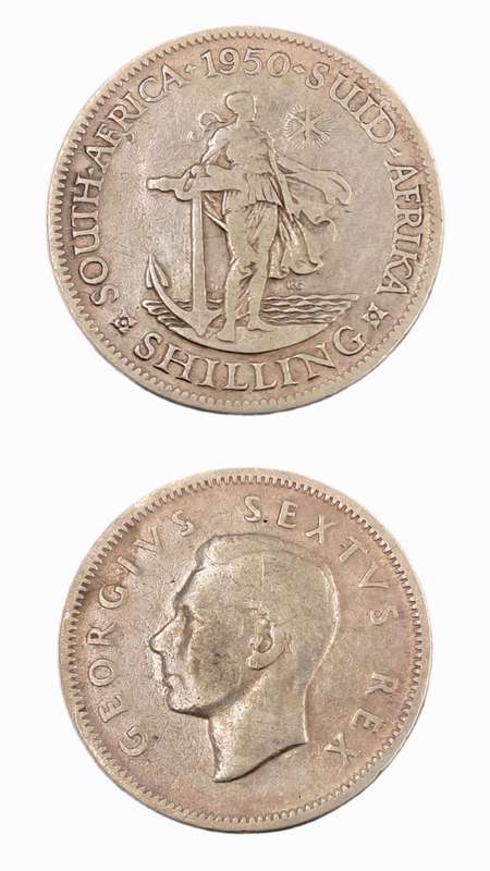 1950 South Africa Silver (.800) 1 Shillings - George VI