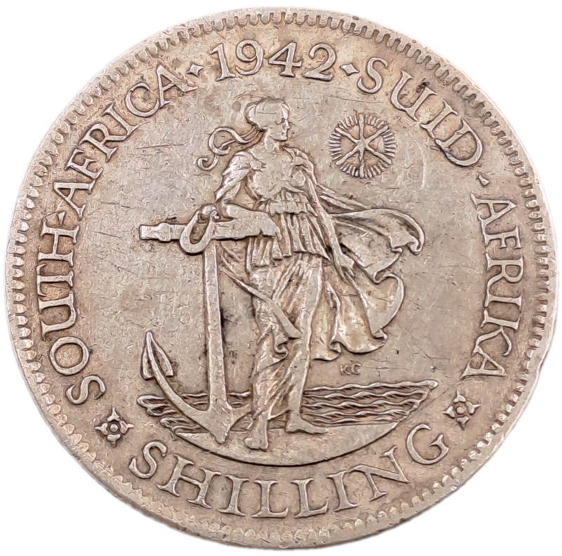 1942 South Africa Silver (.800) 1 Shillings - George VI