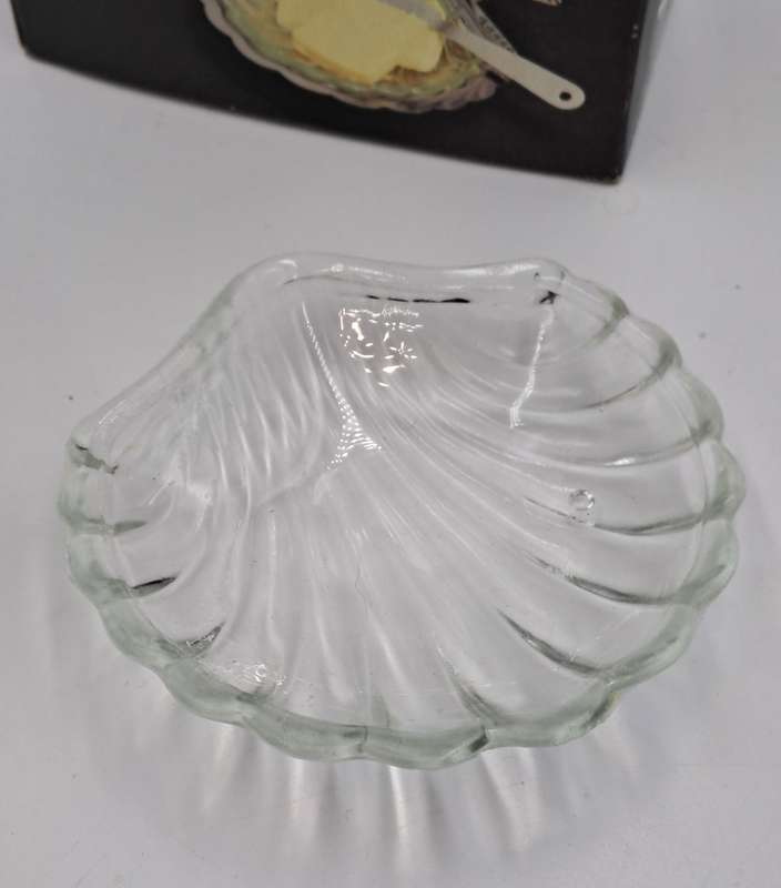 Vintage  Silver Plated Shell Butter Dish - Boxed
