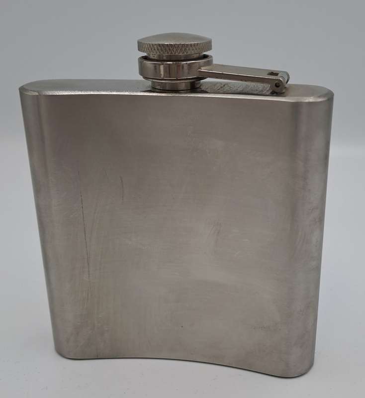Vintage Tandy 6 Oz Hip Flask -Motorcycle skeleton