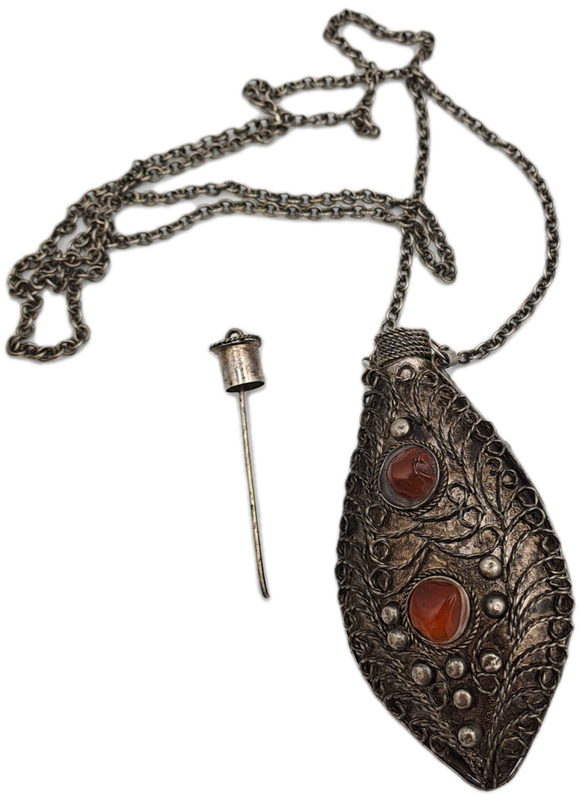 Antique Metal Perfume Bottle with 80cm chain-Necklace -