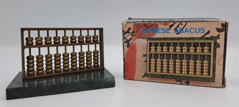 Metal Chinese Abacus   with instructions - Marble stand -Boxed 10cm x 6,5cm x 8cm