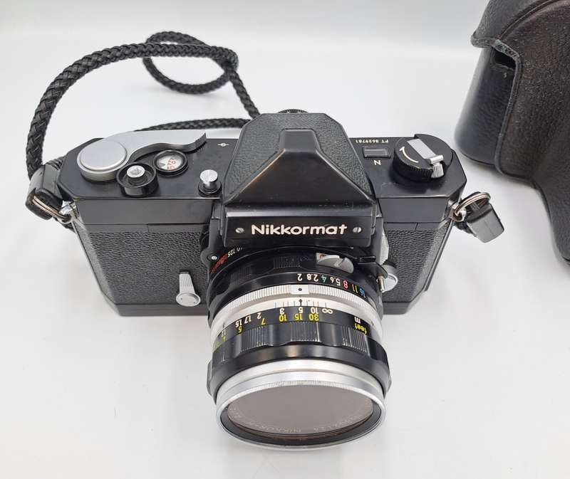 Vintage 1967-1975 Nikkormat FTn 35mm SLR Camera  with Nikkor-H Auto 1:2 f50mm Lens (Black version)