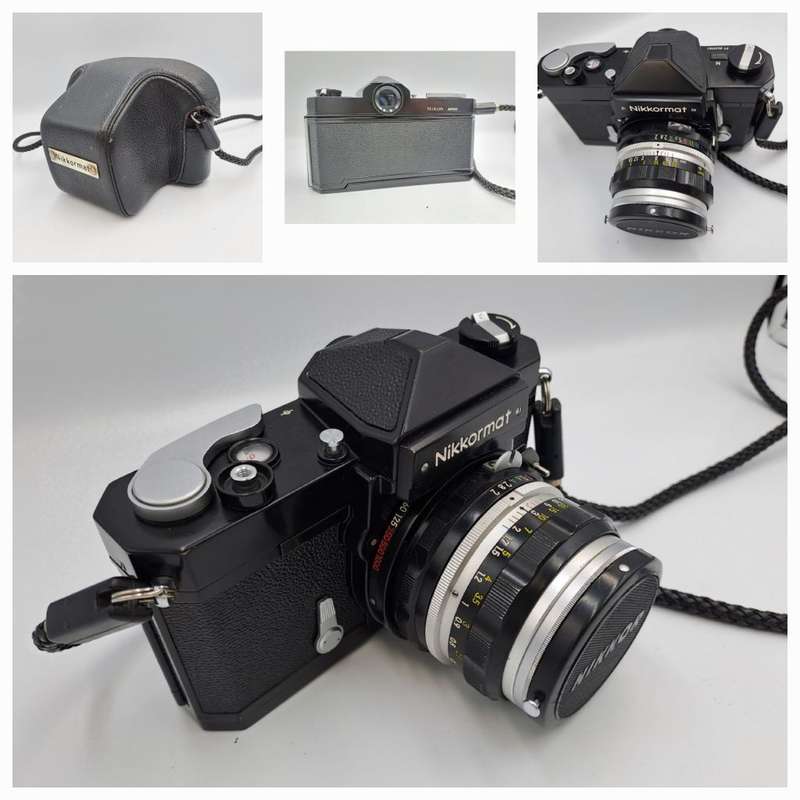 Vintage 1967-1975 Nikkormat FTn 35mm SLR Camera  with Nikkor-H Auto 1:2 f50mm Lens (Black version)