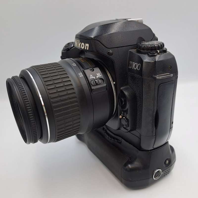 2002 Nikon D100 DSLR Camera with Nikon AF-S DX Nikkor ED 18-55mm Lens and Multi Func. Battery Pack