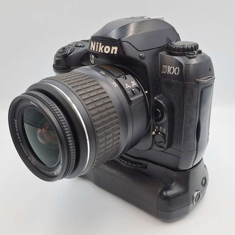 2002 Nikon D100 DSLR Camera with Nikon AF-S DX Nikkor ED 18-55mm Lens and Multi Func. Battery Pack