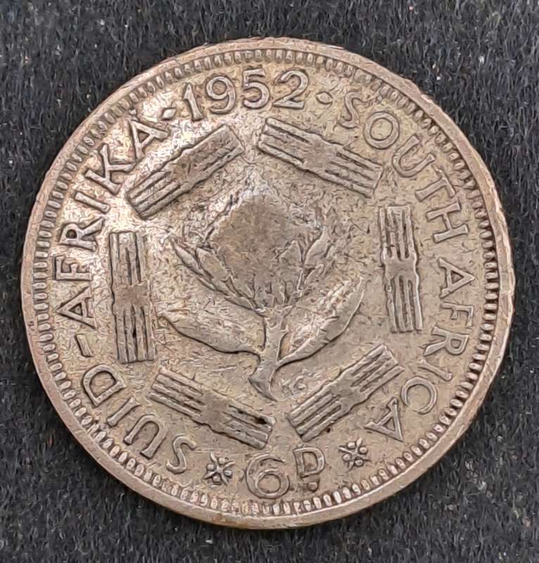 1952 South Africa Silver 6 Pence - George VI SUID AFRIKA