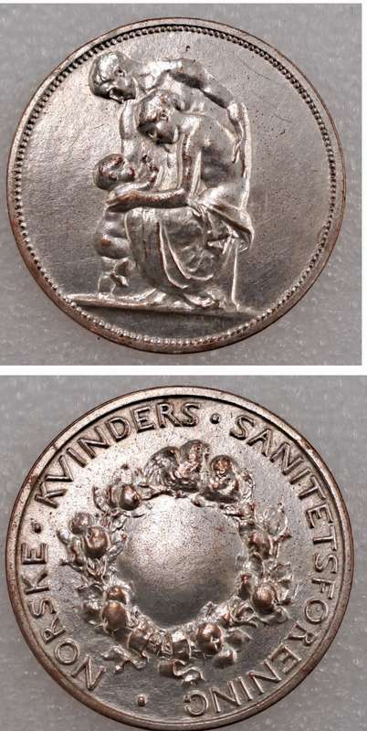 Antique Children`s Lucky Coin Norway - Norwegian Woman`s Sanitation Association Medal