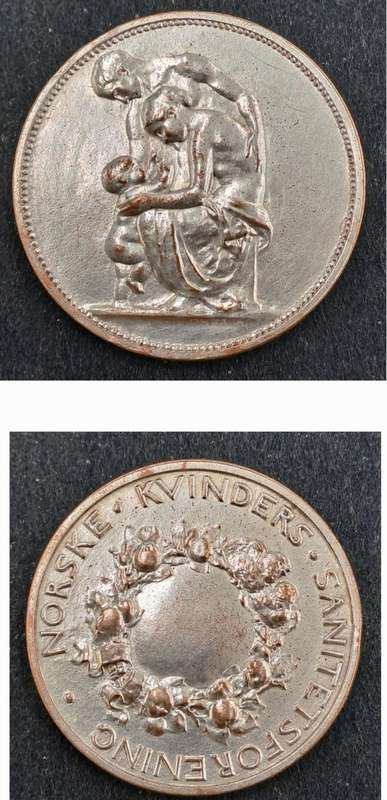 Antique Children`s Lucky Coin Norway - Norwegian Woman`s Sanitation Association Medal