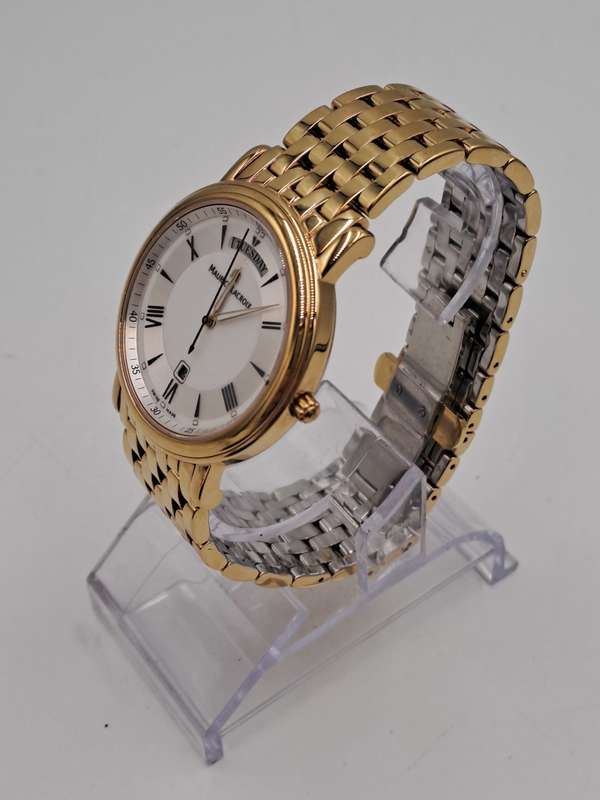 Pre-owned Swiss Made Men`s Maurice Lacroix LC1057-YP016 gold plated Sapphire Crystal Quartz watch