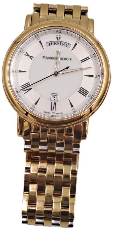 Pre-owned Swiss Made Men`s Maurice Lacroix LC1057-YP016 gold plated Sapphire Crystal Quartz watch