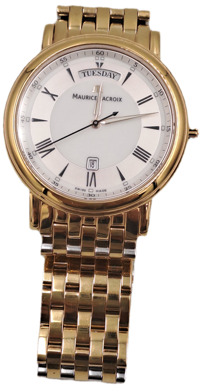 Pre-owned Swiss Made Men`s Maurice Lacroix LC1057-YP016 gold plated Sapphire Crystal Quartz watch