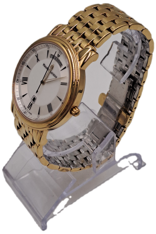 Pre-owned Swiss Made Men`s Maurice Lacroix LC1057-YP016 gold plated Sapphire Crystal Quartz watch