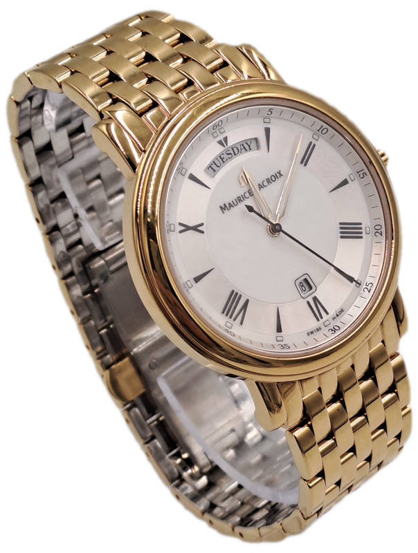 Pre-owned Swiss Made Men`s Maurice Lacroix LC1057-YP016 gold plated Sapphire Crystal Quartz watch