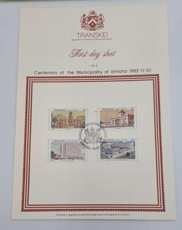 1982 Transkei Umtata Centenary- Ist day Sheet