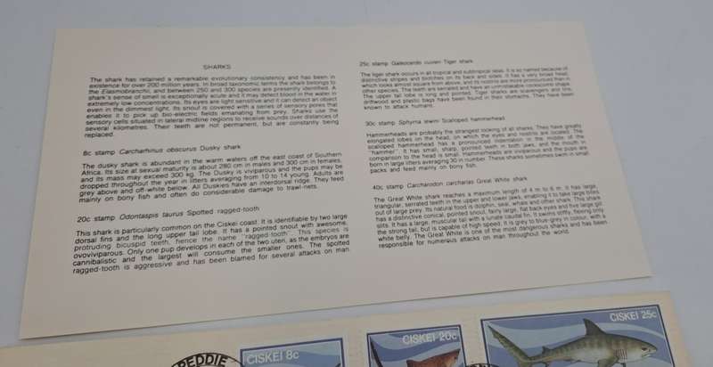 1983 Ciskei-Peddie- Ist day Cover and 1st Day Sheet - Sharks