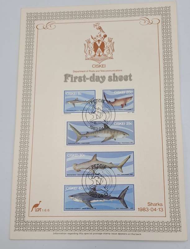 1983 Ciskei-Peddie- Ist day Cover and 1st Day Sheet - Sharks