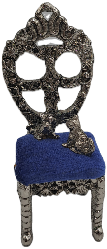Silver Miniature Chair with 2 Cats -Made in Portugal