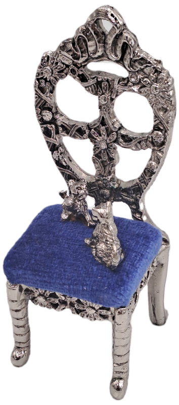 Silver Miniature Chair with 2 Cats -Made in Portugal