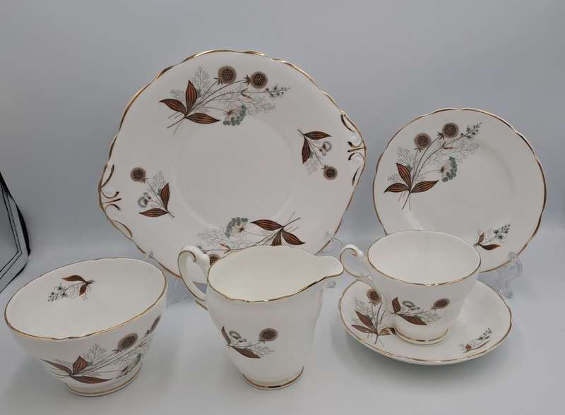 21 pc Vintage Regency Bone China Tea set with 6 Trio`s- Made in England