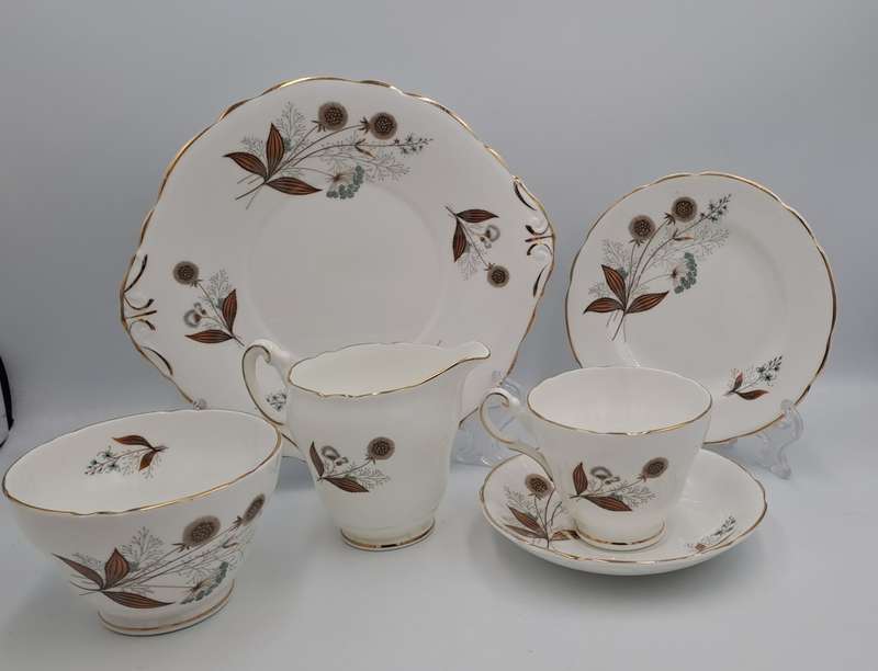 21 pc Vintage Regency Bone China Tea set with 6 Trio`s- Made in England