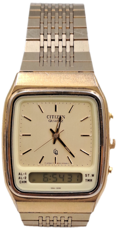 Pre-owned Vintage Citizen Analogue -Digital Alarm Quartz watch -Working
