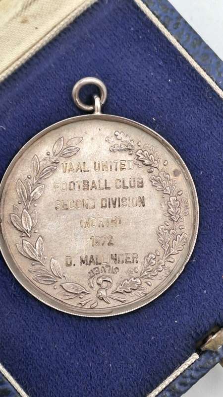 1972 Sterling Silver Vaal United Football Club-National Football Leaque Medal  -D.Mallinder