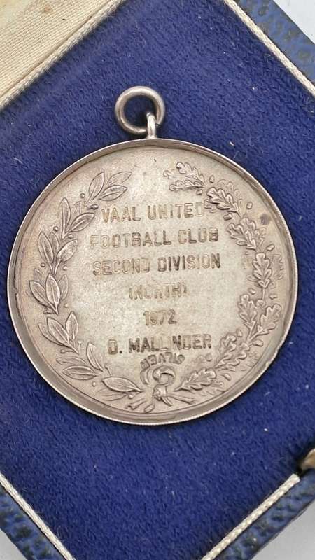 1972 Sterling Silver Vaal United Football Club-National Football Leaque Medal  -D.Mallinder