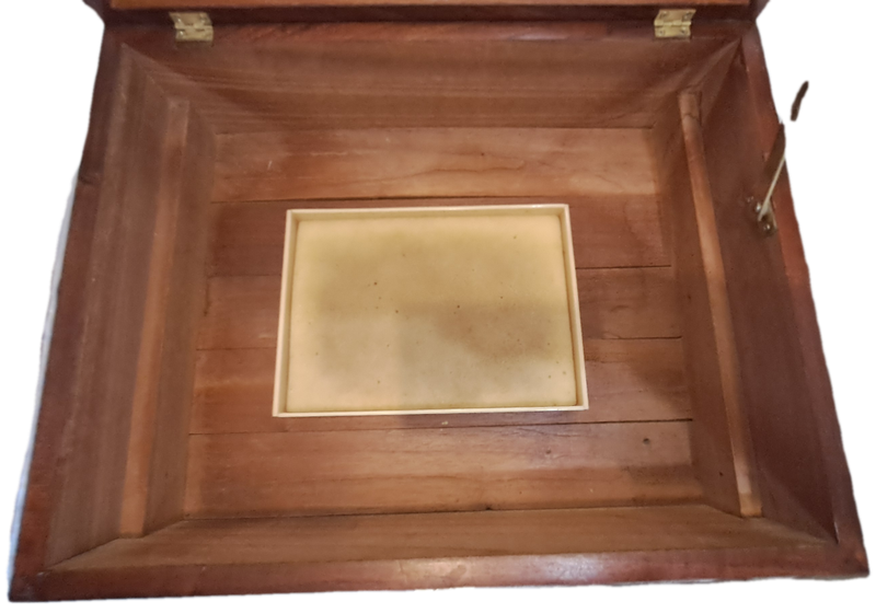 Large Vintage Wood Cigar Display Case from the Tobacco Co. with 16 Cigars and 2 cutters.