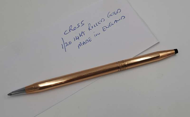 Vintage Cross 1/20 14kt Rolled Gold Ball Point Desk Pen in original Case