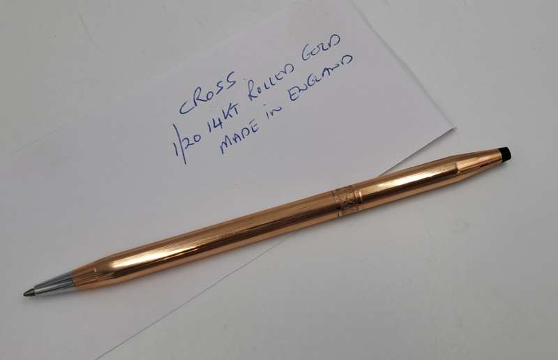 Vintage Cross 1/20 14kt Rolled Gold Ball Point Desk Pen in original Case