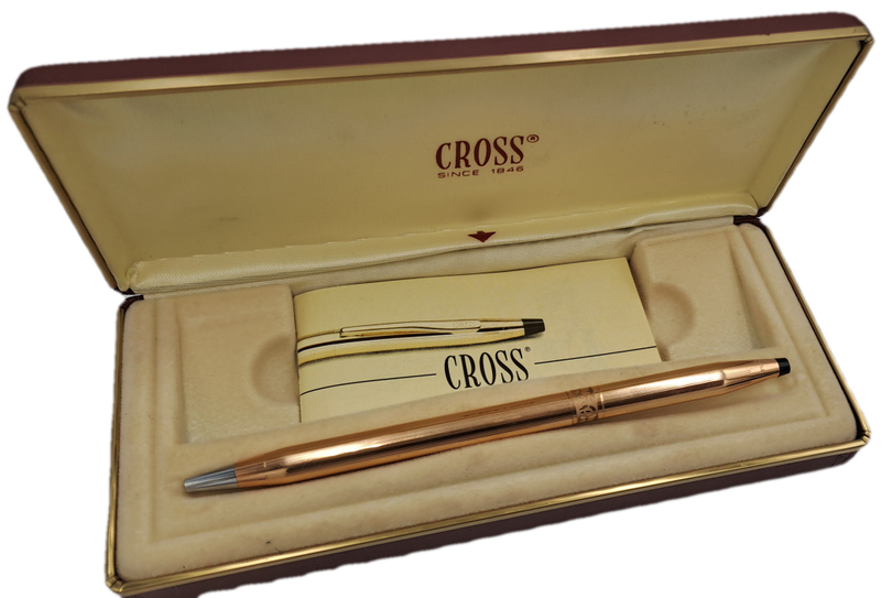 Vintage Cross 1/20 14kt Rolled Gold Ball Point Desk Pen in original Case