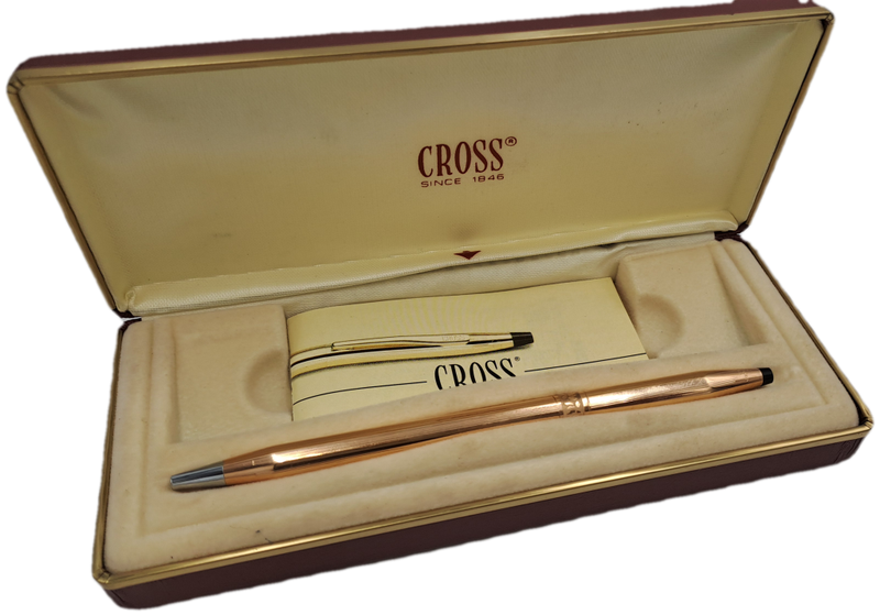 Vintage Cross 1/20 14kt Rolled Gold Ball Point Desk Pen in original Case