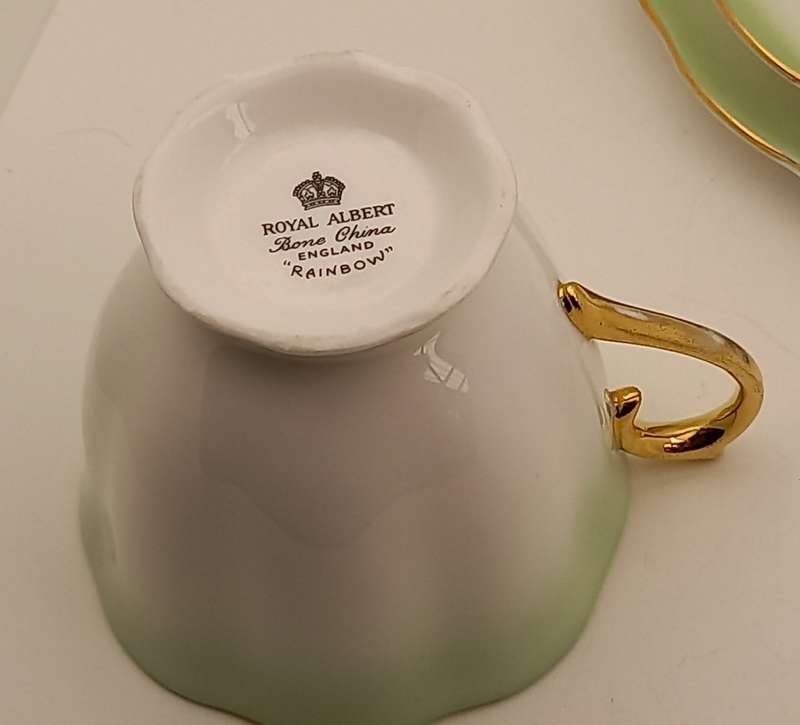 Vintage Royal Albert Rainbow Green Tea Trio.