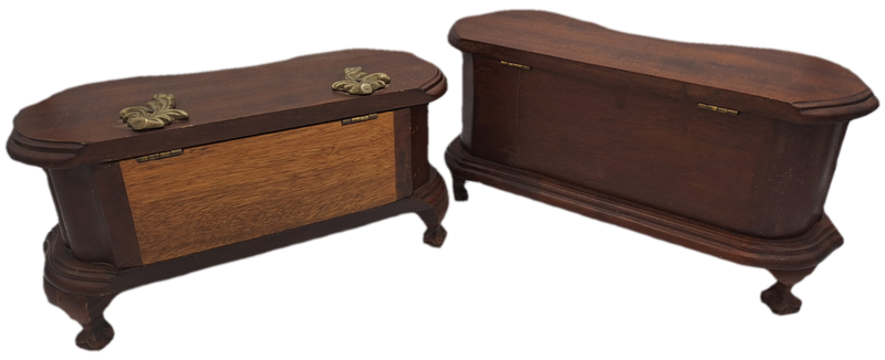 Vintage 1957 - 2 Solid Wood Jewelry Boxes Hand Made  -