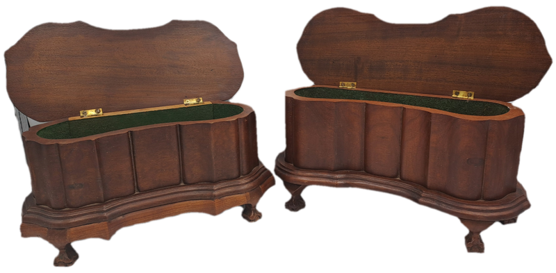 Vintage 1957 - 2 Solid Wood Jewelry Boxes Hand Made  -