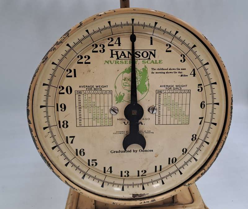 Antique Hanson Nursery (Baby) Scale with Original Bamboo Basket -Working