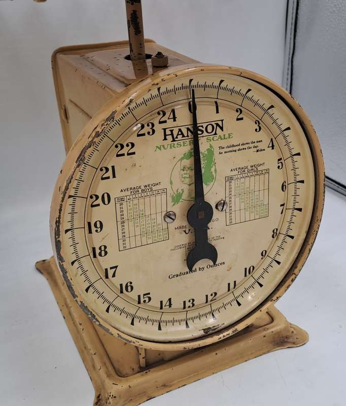 Antique Hanson Nursery (Baby) Scale with Original Bamboo Basket -Working