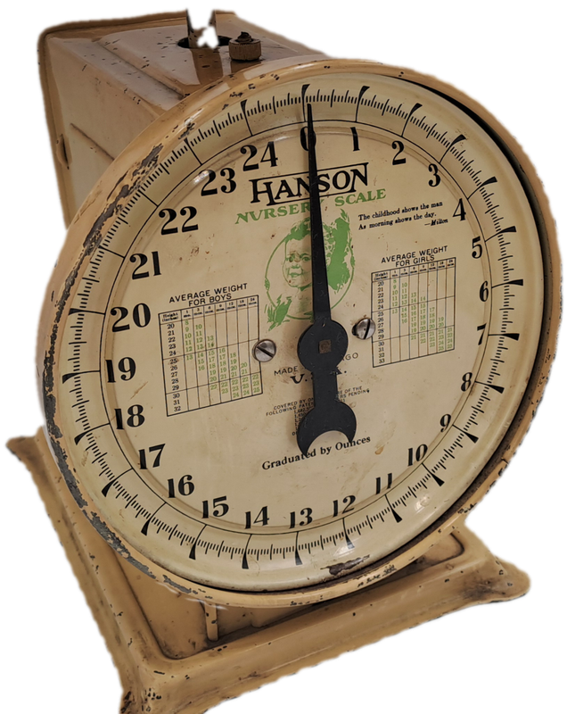 Antique Hanson Nursery (Baby) Scale with Original Bamboo Basket -Working