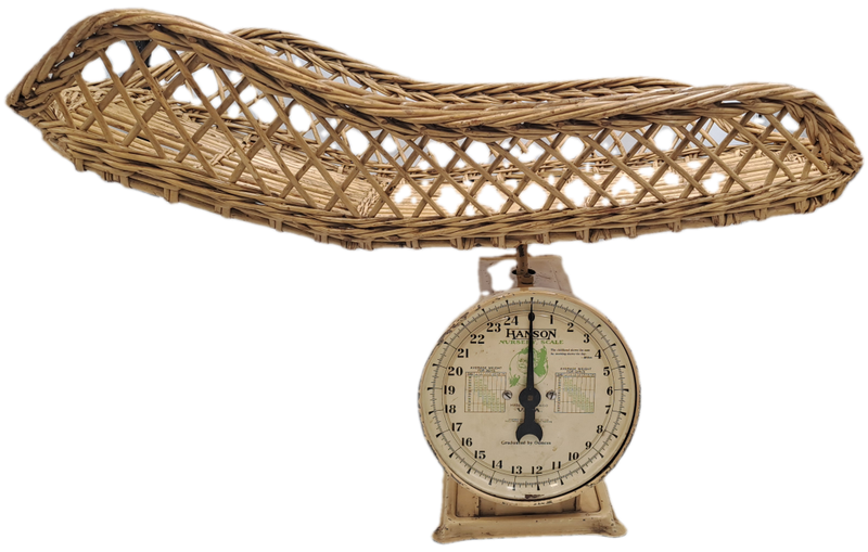 Antique Hanson Nursery (Baby) Scale with Original Bamboo Basket -Working